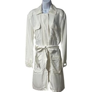 White Button-Up Belted Dress/Jacket